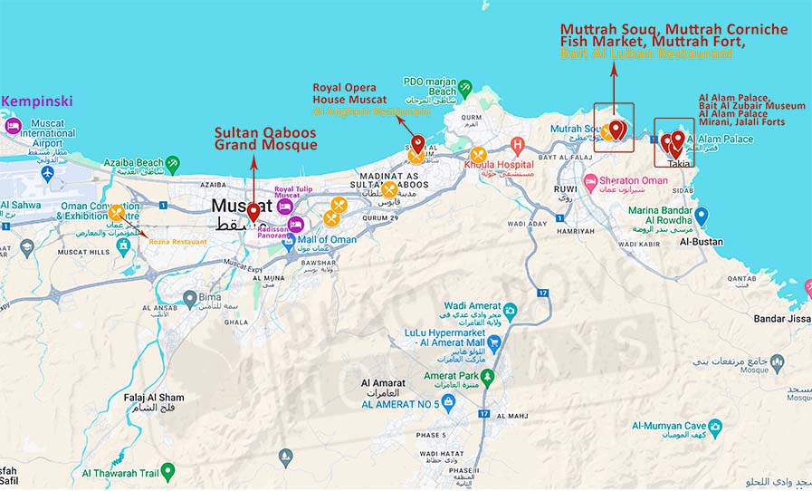 Muscat City Tour Map