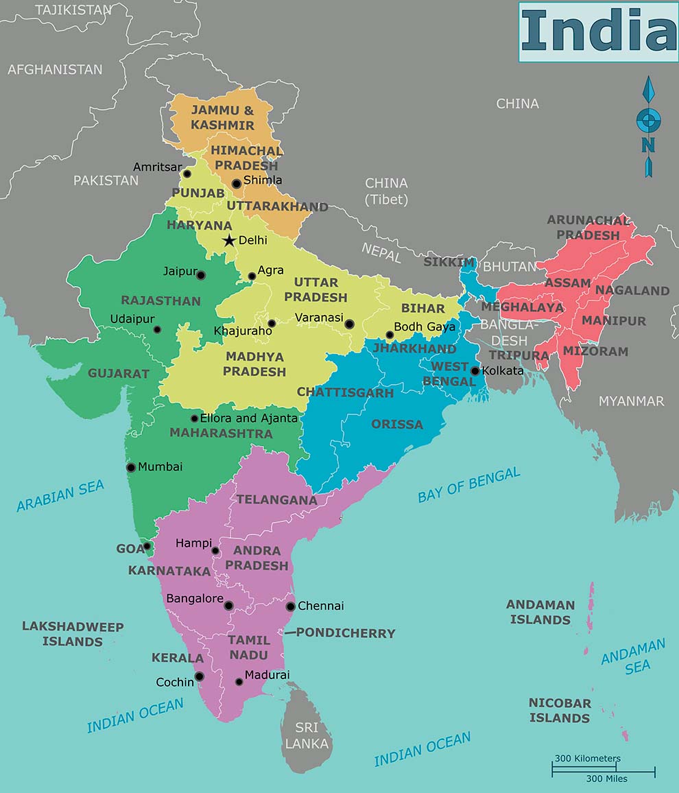 India-regions-map